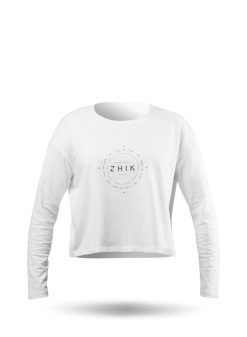 New Zhik T-Shirt En Coton A Manches Longues Imprime Boussole Pour Femmes